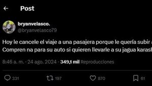 Chofer de Bolt rechaza jagua karasha y lo contó en redes