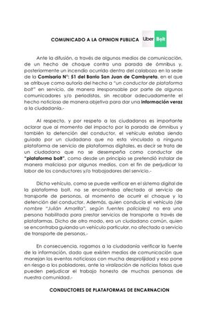 VOCERO DE CONDUCTORES DE PLATAFORMA DESMIENTE VINCULACIÓN CON HECHOS VIOLENTOS Y EXIGEN RECTIFICACIÓN A MEDIOS - TVS