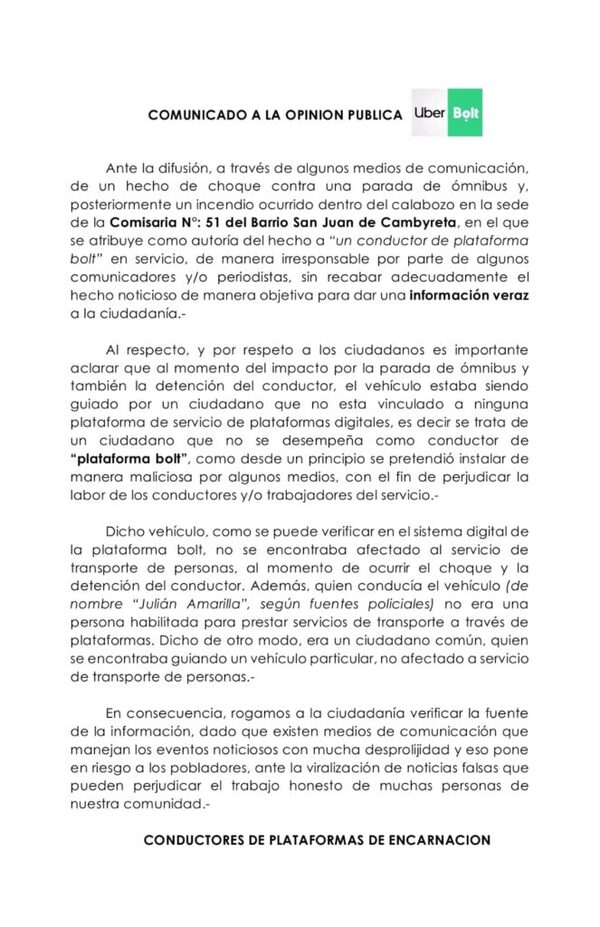VOCERO DE CONDUCTORES DE PLATAFORMA DESMIENTE VINCULACIÓN CON HECHOS VIOLENTOS Y EXIGEN RECTIFICACIÓN A MEDIOS - TVS