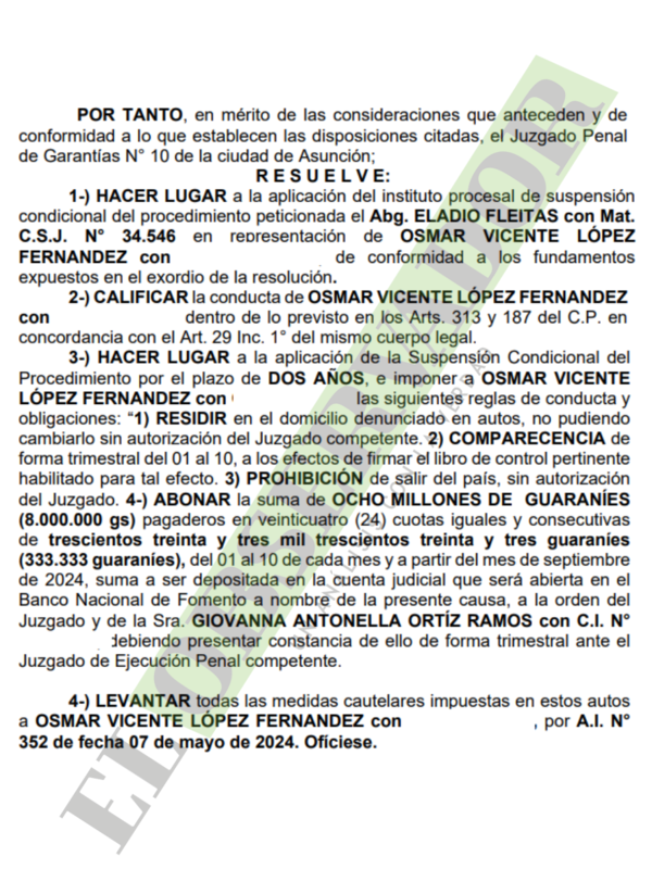 Acusado admite estafa y cobro indebido al Fondec y accede a suspensión condicional por 2 años