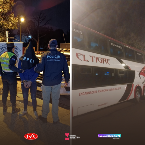 DETIENEN A HOMBRE CON ORDEN DE CAPTURA DURANTE CONTROL EN ÓMNIBUS EN ENCARNACIÓN - TVS