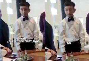 [VIDEO] La inesperada respuesta de un mita’i que se volvió viral: así le “chuleó” al pa’i que lo bautizaba