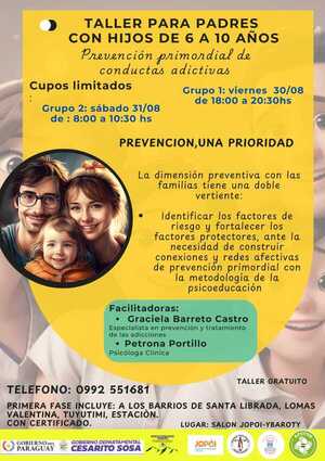 Realizaran taller de prevención de conductas adictivas