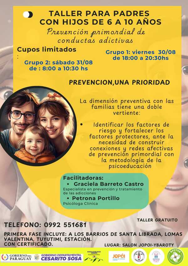 Realizaran taller de prevención de conductas adictivas