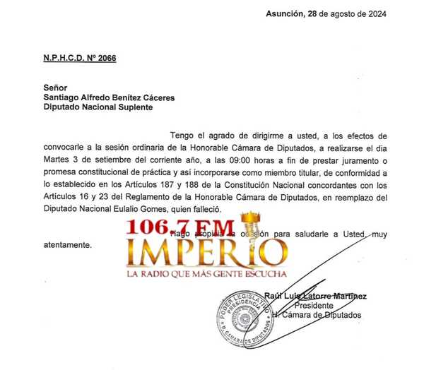 Santiago Benítez presentó renuncia al cargo de Concejal Municipal