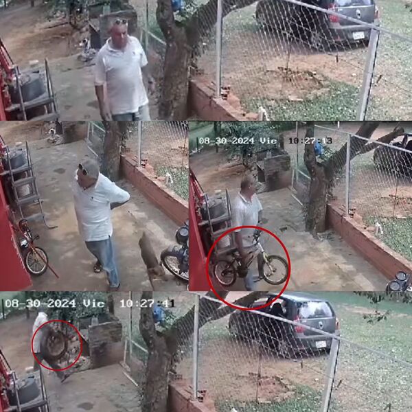 SOLITARIO LADRÓN, SE LLEVÓ UNA BICICLETA Y UNA RUEDA