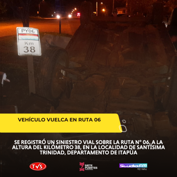 VEHÍCULO VUELCA EN RUTA 06 SIN VÍCTIMAS EN SANTÍSIMA TRINIDAD - TVS