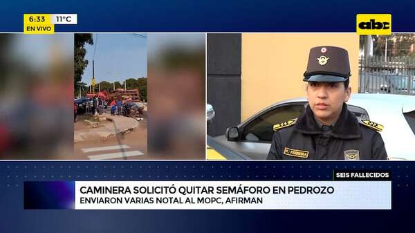 Accidente fatal en Pedrozo: Patrulla Caminera solicitó que saquen semáforo - ABC Noticias - ABC Color