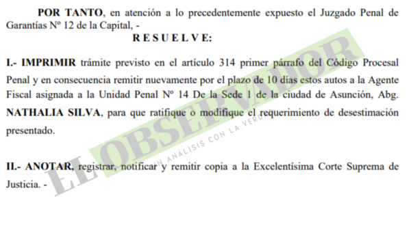 Hechos contra el patrimonio requieren diligencias más profundas, según trámite de oposición-