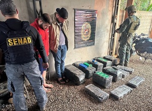 Detienen a dos traficantes con un cargamento de marihuana en Canindeyú
