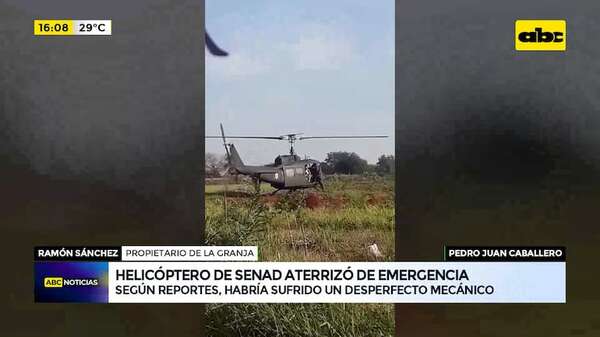 Helicóptero de Senad aterrizó de emergencia: habría sufrido un desperfecto mecánico - ABC Noticias - ABC Color