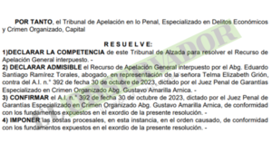 Tribunal no halla motivos para nulidad de imputación a supuesta testaferro en caso Pavo Real