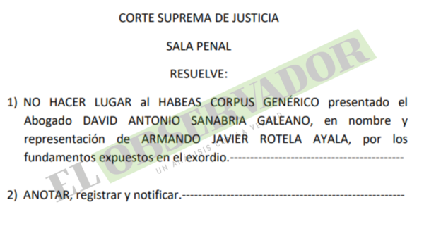 Informe desmiente trato inhumano a Armando Rotela y se rechaza el hábeas corpus genérico