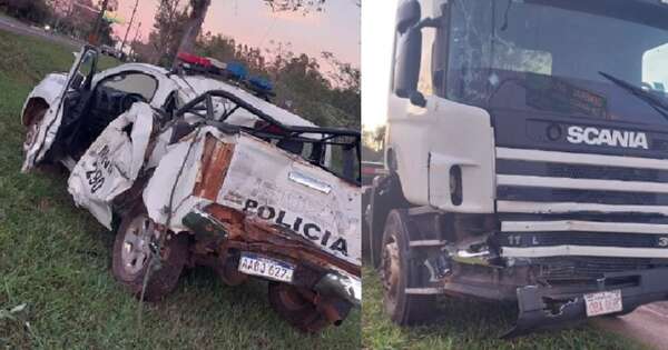 Diario HOY | Patrullera queda con severos daños tras ser chocada por camión de gran porte