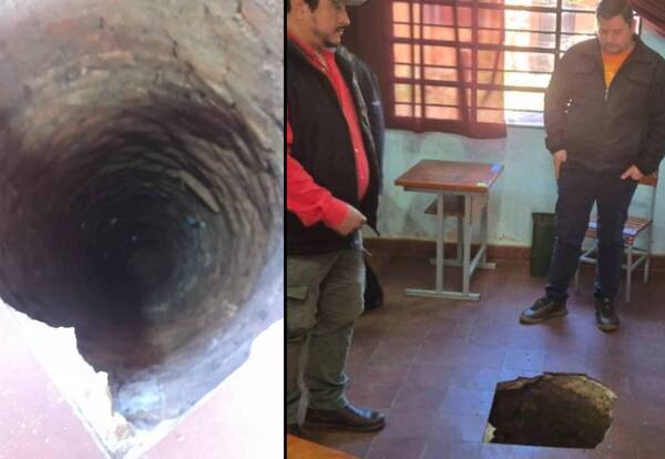 ¡Ndesapature! Se abrió un feroz hoyo en un aula de primer grado que casi se “traga” a un papá