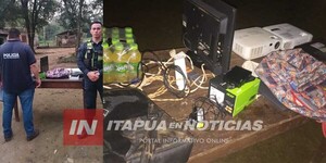 POLICÍAS RECUPERAN OBJETOS HURTADOS DE UNA ESCUELA EN NATALIO - Itapúa Noticias