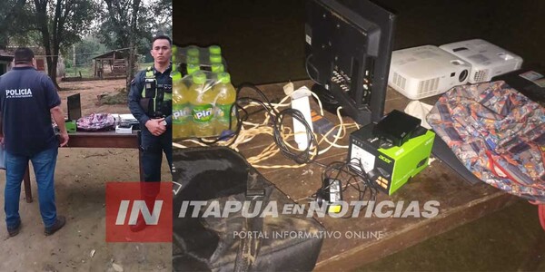 POLICÍAS RECUPERAN OBJETOS HURTADOS DE UNA ESCUELA EN NATALIO  - Itapúa Noticias