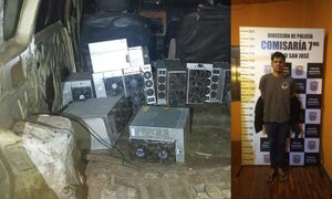 Tras persecución recuperan máquinas mineradoras y detienen a delincuente