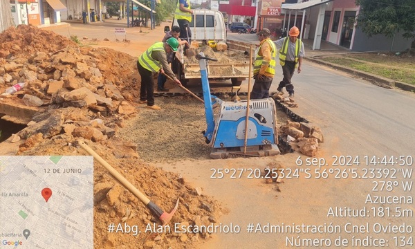ESSAP inició tareas de rehabilitación vial en Coronel Oviedo - OviedoPress