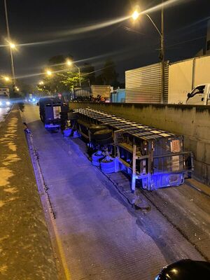 Camión transganado volcó en el túnel Semidei - Unicanal