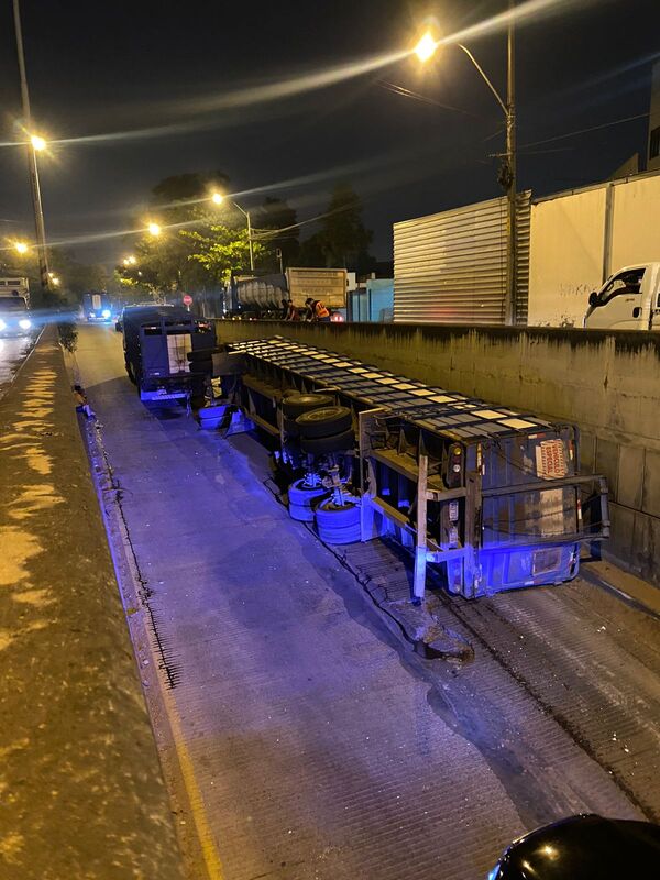 Camión transganado volcó en el túnel Semidei - Unicanal