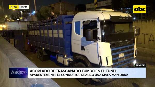 Túnel Semidei: camión transganado tumbó aparentemente tras una mala maniobra - ABC Noticias - ABC Color