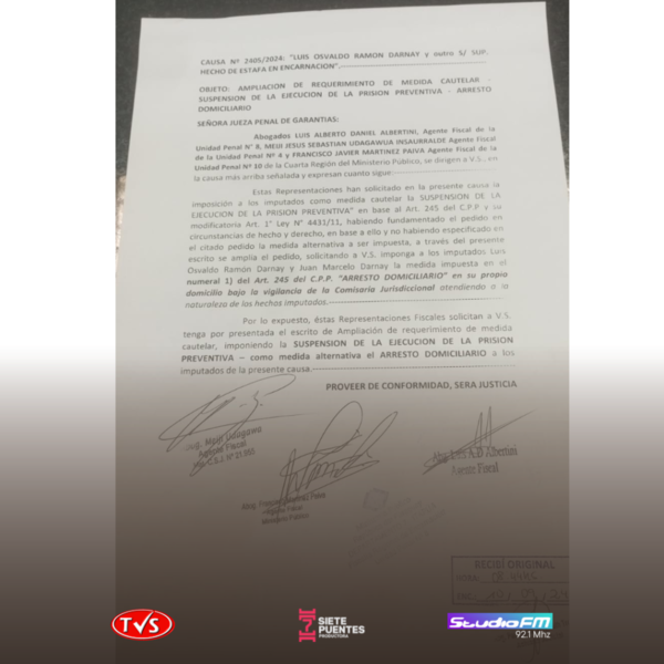 SOLICITAN ARRESTO DOMICILIARIO PARA IMPUTADOS EN CASO DE SUPUESTA ESTAFA EN ENCARNACIÓN - TVS