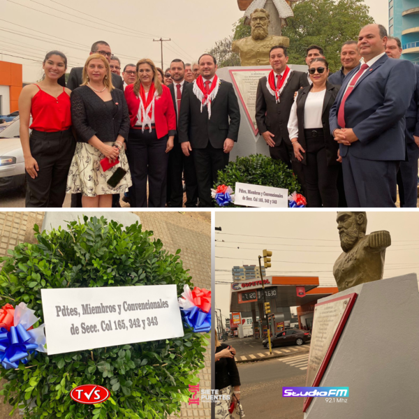 CONMEMORAN EL 137º ANIVERSARIO DE LA ANR EN ENCARNACIÓN CON OFRENDA FLORAL AL GRAL. BERNARDINO CABALLERO. - TVS