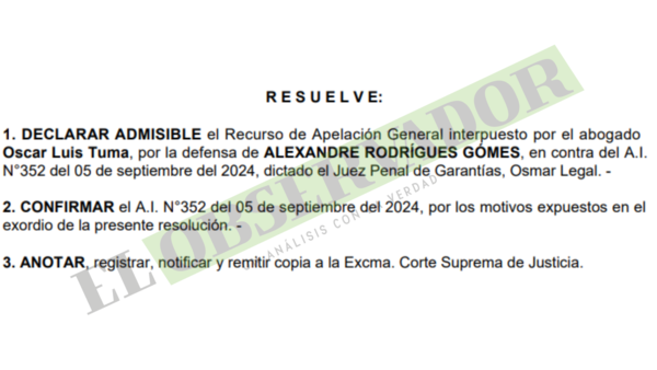 Complejidad de hechos atribuidos a Alexandre Rodrigues no permiten revocar prisión, según Cámara