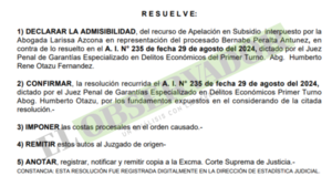 Imputación en caso de Caja de Jubilados cumple con requisitos y se encamina imposición de medidas