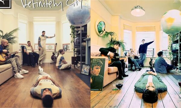 ¡Pep Guardiola y sus peloteros recrearon la tapa del famoso disco de Oasis!