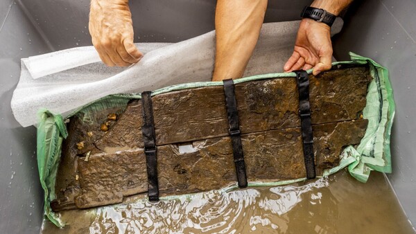 El primer fragmento de un barco fenicio sale del agua 2.600 años después de su hundimiento