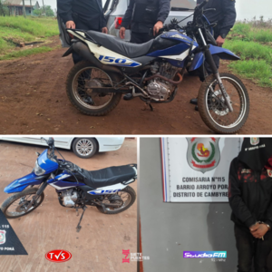 APREHENDEN A JOVEN Y RECUPERAN MOTOCICLETA ROBADA EN OPERATIVO POLICIAL EN ARROYO PORÃ - TVS