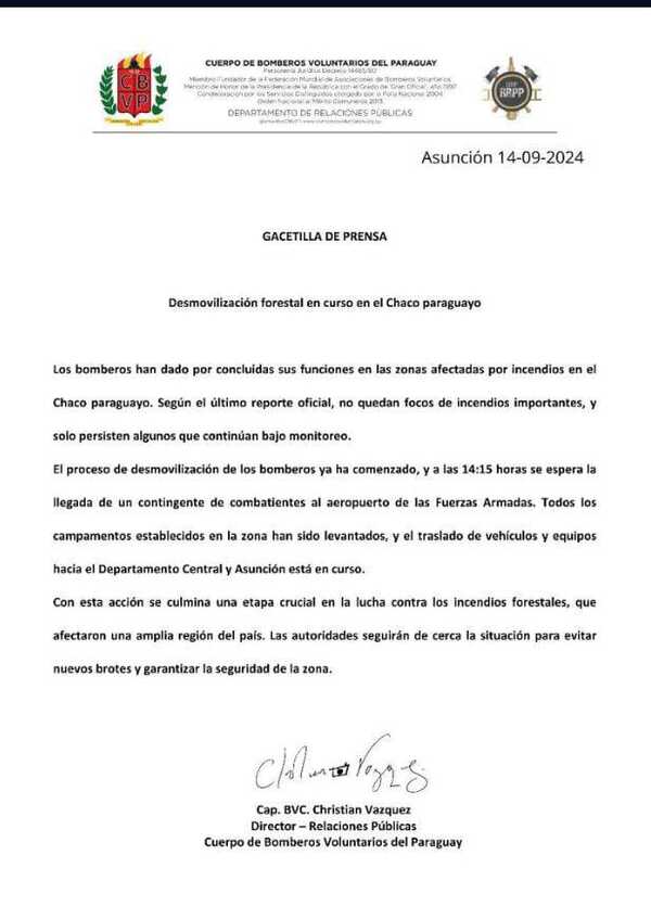 Bomberos cumplieron la misión en el Chaco y regresan a sus hogares - trece