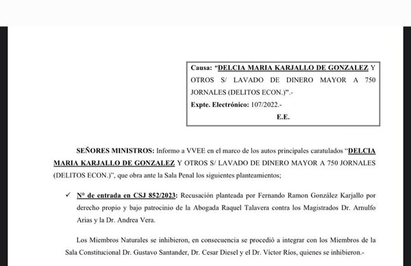 Finalmente quedó conformada la Sala Penal para estudiar la causa sobre familiares RGD