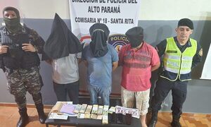 Detienen a tres personas y decomisan G. 75 millones