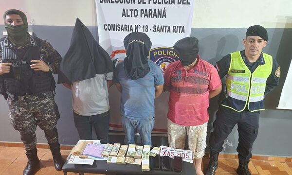 Detienen a tres personas y decomisan G. 75 millones