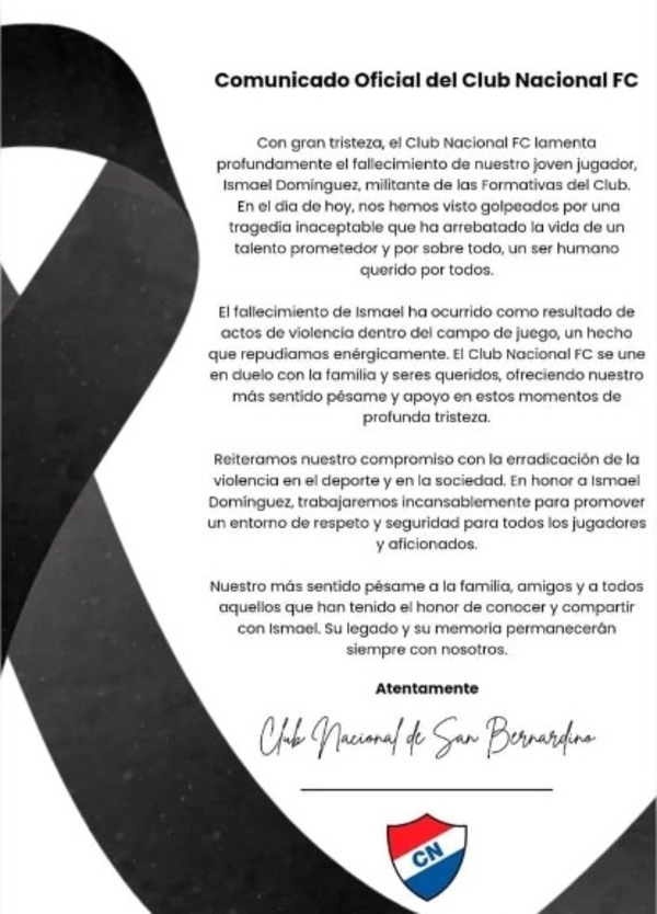 Triste partido final para un chico quien murió por la violencia en el deporte