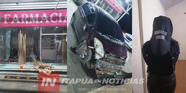 CONDUCTORA EBRIA CHOCÓ CONTRA UNA FARMACIA EN ENCARNACIÓN - Itapúa Noticias