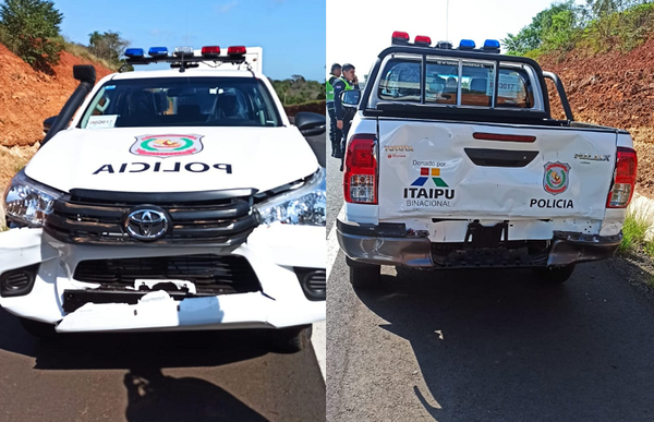 Choque entre patrulleras y camión deja daños materiales - Noticiero Paraguay