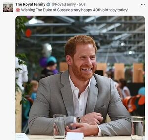 Buckingham aclara lío de la foto con la que felicitaron al príncipe Harry por su cumple 40
