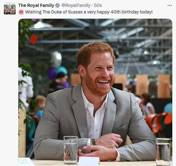 Buckingham aclara lío de la foto con la que felicitaron al príncipe Harry por su cumple 40