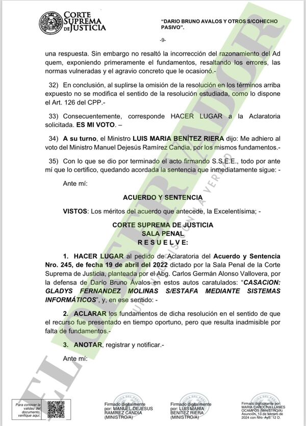 Viabilidad de la aclaratoria interpuesta