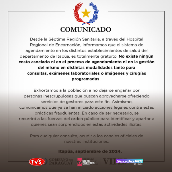 “OFRECEN” TURNOS PARA EL HOSPITAL REGIONAL DE ENCARNACIÓN - TVS