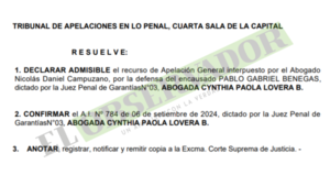 Caso Pablo Benegas: Medidas menos gravosas podrían facilitar obstrucción, sostiene Cámara
