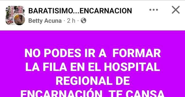 La Nación / Encarnación: cobran G. 85 mil para formar filas en lugar de pacientes y conseguir citas