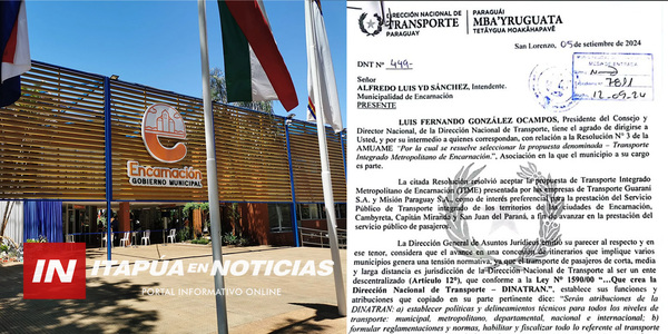 DINATRAN ADVIERTE A LA MUNICIPALIDAD DE ENCARNACIÓN SOBRE EL TRANSPORTE INTEGRADO - Itapúa Noticias
