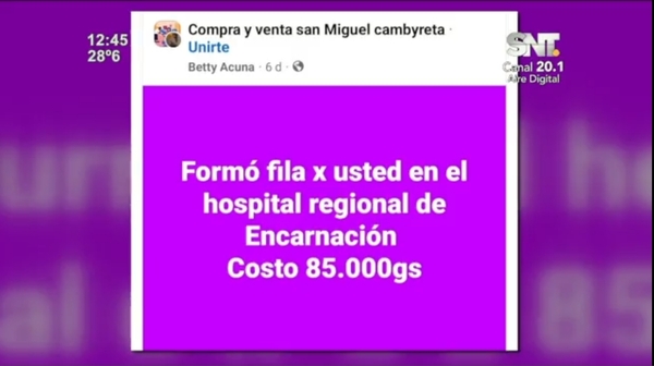 Cobran 85 mil Gs. por formar fila en Hospital - SNT
