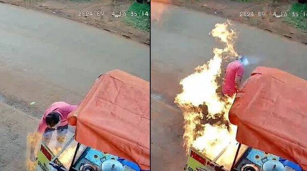 (VIDEO). Exploto la garrafa de su carrito y vivió para contar la historia