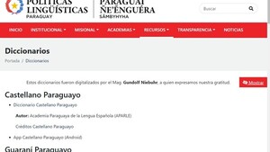 Gobierno paraguayo ofrece diccionarios de guaraní, español y otros recursos en línea